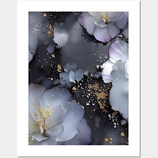 Black and gold flowers Posters and Art